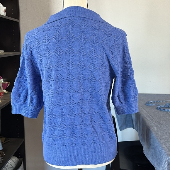Talbots Women’s Size M Blue Sweater with Woven Design - Picture 2 of 5